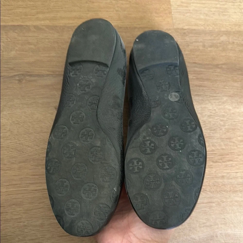 Tory Burch Black Leather Reva Ballet Flats
